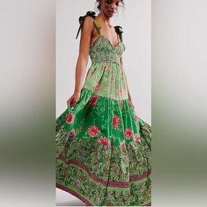 Free People Bonnie Green Maxi Dress, Size L